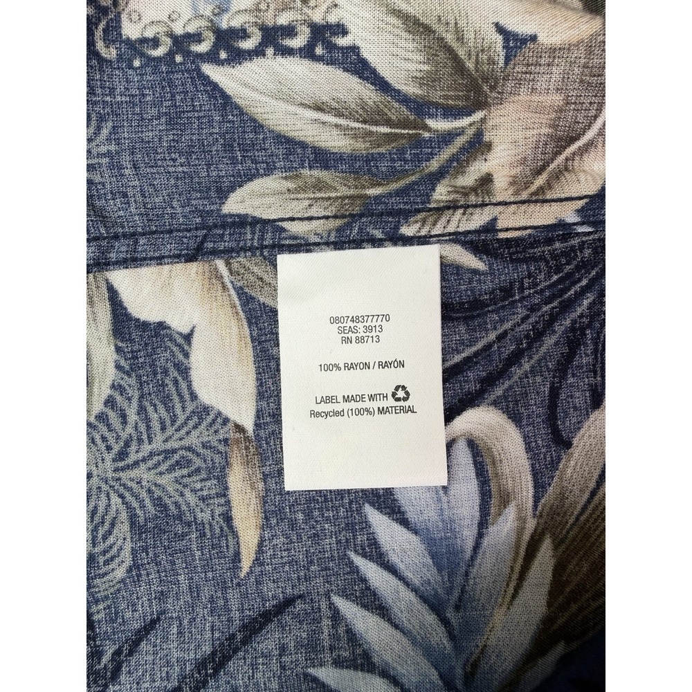 David Taylor Hawaiian Shirt Blue Palms Floral Luau Beach Cruise Camp Size Small - Picture 5 of 6